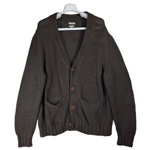 Oobe Brand Sanford Cardigan Olive Green Cotton Linen Blend Knit Men’s Size Large